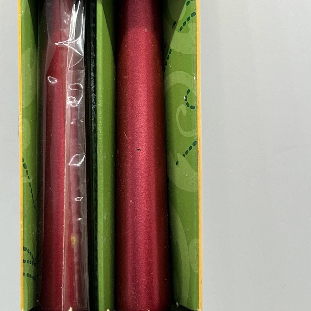 Santas Workbench Red Metallic Taper Candles 12